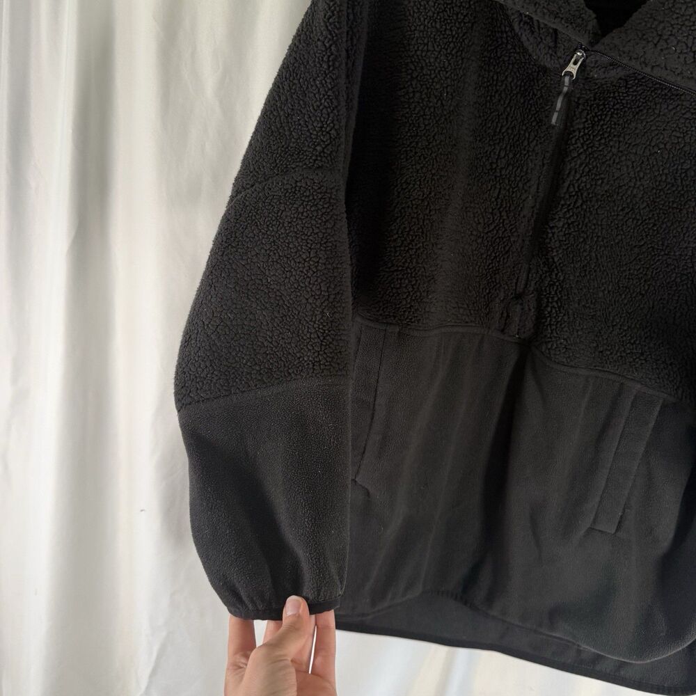 North Face Fleece Jacket Women's Large Black 1/4 Zip Mock Neck Pockets Sherpa - Picture 8 of 12